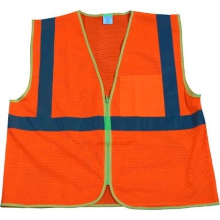 PETRA ROC INC Petra Roc Safety Vest, ANSI Class 2, Zipper Closure, Polyester Mesh, Orange, 4XL/5XL OVM2-CB0-4X/5X